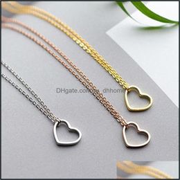 Pendants Arts Crafts Gifts Home Garden Ll High Quality Solid S925 Sterling Sier Heart Shape Necklace Gold Rose Plated Exqu Dhwdn