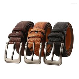 Belts Men Genuine PU Girdle Alloy Metal Pin Buckle Designer Waist Strap Male For Jeans Design Cintos Masculinos RibbonBelts Emel22