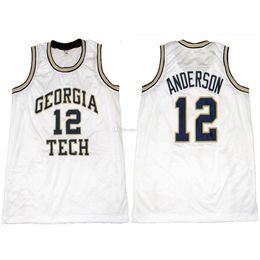 Nikivip #12 Kenny Anderson Tech College Retro Classic Basketball Jersey Mens Stitched Custom Number and name Jerseys
