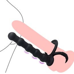 Double Penetration Butt Plug sexy Toys For Couples Strapon Dildo Strap On Penis Women Man Wear Hole Lock Ring