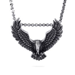 316L stainless steel eagle wings animal Necklaces & Pendants gothic retro antique design silver men's jewelry