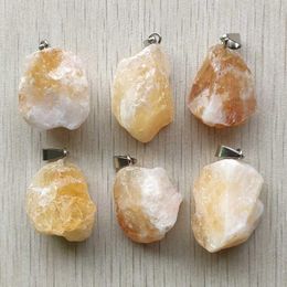 Pendant Necklaces Fashion Good Quality Natural Yellow Crystal Irregular Shape Pendants For Jewelry Accessories Making 6pcs/lot WholesalePend