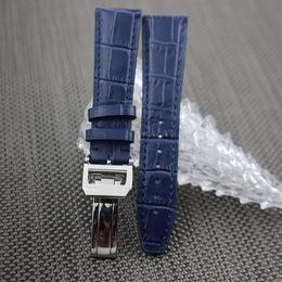 Cinghie di orologi in pelle fascia di orologi blu con barra primaverili per IWC 257x