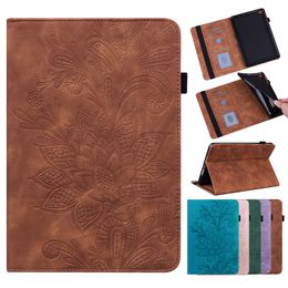 Fashion Imprint Flower Lace Leather Case For Ipad Pro 11 2021 Air4 10.5 10.2 Mini 6 1 2 3 4 5 7 8 9.7 Retro Print Girls Lady Wallet Frame Pocket ID Card Slot Holder Flip Cover