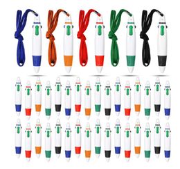 4-in-1 Shuttle Pens Retractable with Carabiner Keychain On Top 4-Color Lanyard Neck Ballpoint Pens for Office School Supplies Students Children Gift Custom Own Logo