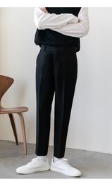 Men's Suits & Blazers Spring Autumn Vintage Elegant Mens Slim Fit Suit Pants Gentleman Retro Social Men Office Trousers Work Dress Pant N53M