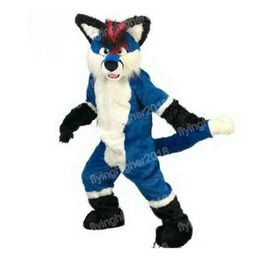 Halloween Blue Wolf Husky Fox Dog Mascot Costume Top Quality Cartoon Anime theme character Carnival Adult Unisex Dress Christmas Birthday Party Outdoor Outfit