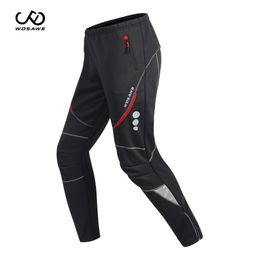 WOSAWE Winter Men's Cycling Pants Windproof Waterproof Fleece Thickened Warm Mountain Bike Bicycle Riding Motobike Trouser 220509