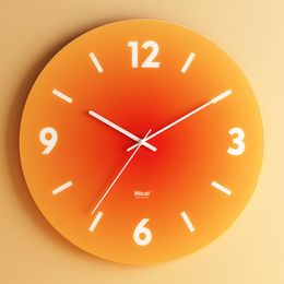 Wall Clocks Nordic Sunset Clock For Living Room Punch-Free Creative Fashion Decoration Mute Simple Glass