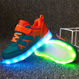 Size 25-37 USB Charging Children Boys Shoes with Sole Enfant Led Light Glowing Luminous Sneakers for Girls Shoes Kids Led Shoes LJ201203