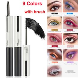 9 Colors 4D Fiber Lash Mascara Eye Makeup Eyelashes Comb Thick Curling Volumizing Lashes Lengthening Waterproof Mascara Pudaier