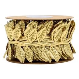 Gold Leaves Leaf Ribbon Party Decoration Trim Rope for Garland DIY Crafts and Party Wedding Home Decorations 45mm Wide 10 Metres 1222439