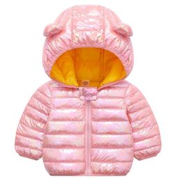 女の子のための冬の暖かいジャケットベビーガールズジャケットキッズフード付きアウターウェアコートの男の子フード付きジャケットの子供服1-5 T LJ201130