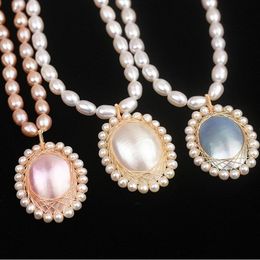 Pendant Necklaces Natural Strong Light Shell Beads Necklace Pearl Sweater ChainPendant