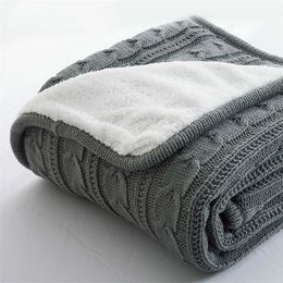 Hot 100% Cotton High quality Sheep velvet Blankets Winter warmth Knitted wool blanket Sofa/Bed cover quilt Knitted blanket 201112