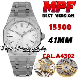 2022 MPF bf15500 Mens Watch CAL.4302 MP4302 (Miyota 9015 modified 4302) Automatic Stainless Case White Texture Dial 316L Steel Bracelet eternity Sport Watches mp12205