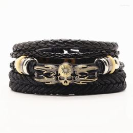 Charm Bracelets Cross Eye JESUS Skull Men For Women Leather Bangles 3 Pcs/Set Punk Vintage Homme JewelryCharm Inte22