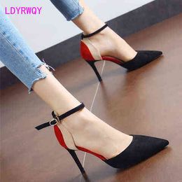 2022 New Summer and autumn Korean version slim single shoes women's shallow sandals women's air quality shoes 7cm G220425