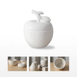 Decorative Objects & Figurines Ceramic White Storage Jar Display Box Apple Pear Shape Jewellery With Lid Desktop Ornaments Home Supplies Figur