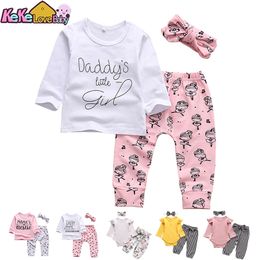 3Pcs Baby Girls Clothes Set born Infant Outfits Letter Daddys Little Girl Tops Pink Pants Headband Fashion Born Clothing 220509