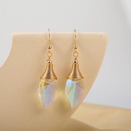 Dangle & Chandelier Korea Luxury Leaf Shaped Colorful Crystal Hoop Earrings For Women 2022 Fashion Elegant Wedding Party Jewelry Accessories