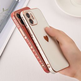 New Protective Plating Phone Cases For iPhone 13 12 11 Pro XS Max Mini XR X 7 8 Plus SE Love Heart Case