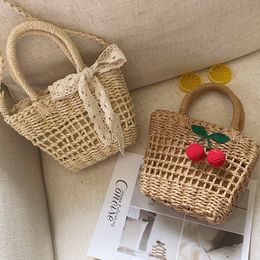 HBP Straw Handbags Clutch Bag Shoulder Crossbody Bags Knitting Wallets Lace Handle Cherry Fruit Decoration Fashion Spring Outing Bohemian Bag