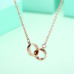 Chains Items Women' Circle Charm Chain Necklace Stainless Steel Ladies' Choker Rose Gold Female AccessoriesChains Godl22