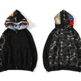High quality hoodie ba22pe designer sweatshirt ape man shark camouflage embroidered hooded sweater ins new men's and women's zipper jacket 96