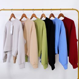 Perfectly Oversized Sweatshirt Women's Loose Long Sleeve Crewneck Drop Shoulder Sweatshirt yoga Crop Tops Solid Color Short Pullovers