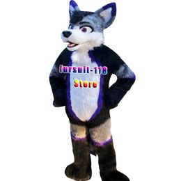 Fursuit Long-haired Husky Dog Fox Wolf Mascot Costume Fur Cartoon Character Doll Halloween Party Cartoon Set Shoe #308