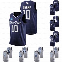 A3740 Custom Saint Peter's Peacocks Sweet 2022 NCAA March Madness Jersey Fousseyni Drame Daryl Banks III Matthew Lee KC Ndefo Doug Edert