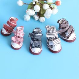 4 Pcs Puppy Pet Dog Anti-slip Shoes Sneakers Breathable Booties outdoor Casual canvas Sneakers for Teddy small middle dogs 201029