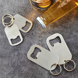 Stainless Steel Drink Openers Keychain Beer Bottle Opener Kitchen Milk Cola Bottles Corkscrew Party Banquet Wine Corkscrews BH6562 WLY