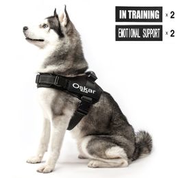 FML Pet Harnesses Personalized Dog Harness for Large Dogs Padded Collar Removed Custom Patches ID Tag Pet Name Reflective Vest 201101