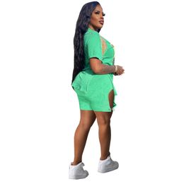New Summer Tracksuits Women Hip Hop Outfits Street wear Clothes Short Sleeve Tassels Split T Shirt+short Pants Two Piece Set Casual Matching Sets 7483