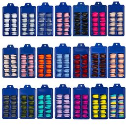 100Pcs Candy Colours Long Ballerina Fake Nails Natural Coffin Press on False Nail Art Tips ABS Full Cover Nail Decor Manicure
