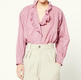 Women's Blouses & Shirts Top Quality Woman Cotton Shirt Ruffled Collar Blouse Long Sleeved Fashion Tops Buttoned FrontWomen's