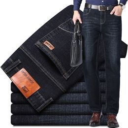 Men's jeans style spring and autumn classic straight business work pants / urban fashion dark blue large size 40 men's brand 220328