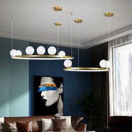 Pendant Lamps Nordic Modern Home Lighting 3D Printing Moon Chandelier Creative Personality Living Room Bedroom Study ChandelierPendant