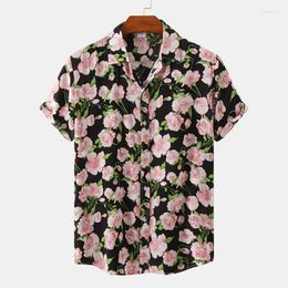 hawaiian print clothing Australia - Men's T-Shirts Summer Floral Print Shirts For Men Clothes Beach Hawaiian Shirt Male Short Sleeve Blouse Tops Men's Camisas De HombreMen'