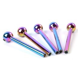 Colourful Hand Pipes For Hookahs Pyrex Glass Burner Tube Nano Plating Hand Pipe Spoon Shape Mini Dab Rigs Smoking Accessories SW124