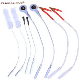 New 8pcs Shock Therapy Electro sexy Kit 4 Kind Lead Wires Adult Electric Product Tens Electrodes Cables Accessories