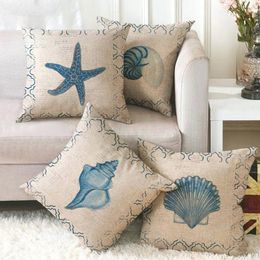 Pillow Case Pillowcase Sofa Cushion Cover Decoration Linen Case Decorative Marine Pattern Throw Couch 220623