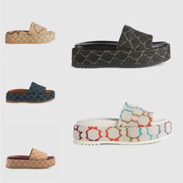 Designer Sandals Men Women Luxury Slide Flats Thick Bottom Flip Flops Embroidered Printed Jelly Rubber Leather Slippers 35-45 on Sale