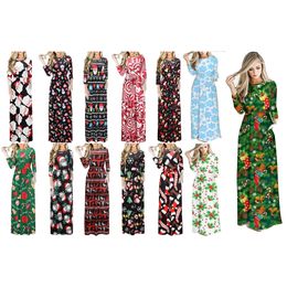 Christmas Costume Halloween Costume Printed Long Sleeved Casual Fashion Cosplay Costumes Ladies Christmas Dress Woman Long Dress 210319