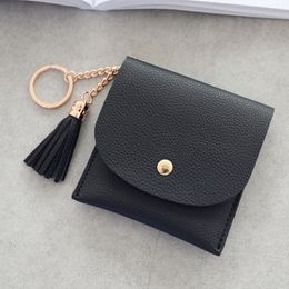 3pcs Coin Purses Women PU Plain Square Hasp Short Wallet With Tassel