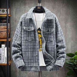 Men's Wool & Blends 2021 Brand Clothing Fashion Men Slim Fit Winter Warm Plaid Jacket Casual Male Leisure Business Woollen Coat Plus Size S-4 T220810