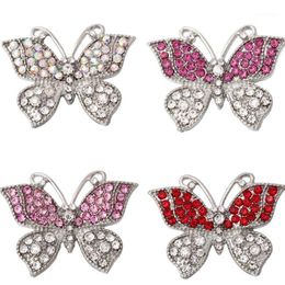 Charm Bracelets Butterfly Snaps Jewelry Rhinestone Metal 18mm Snap Buttons Fit Leather Silver Bracelet Bangle Interchangeable