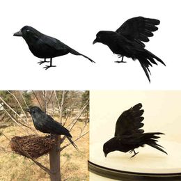 -PCSSet Artificial Realistic Birds Ravens Crows For Yard Tree Halloween Party Decoration J220708